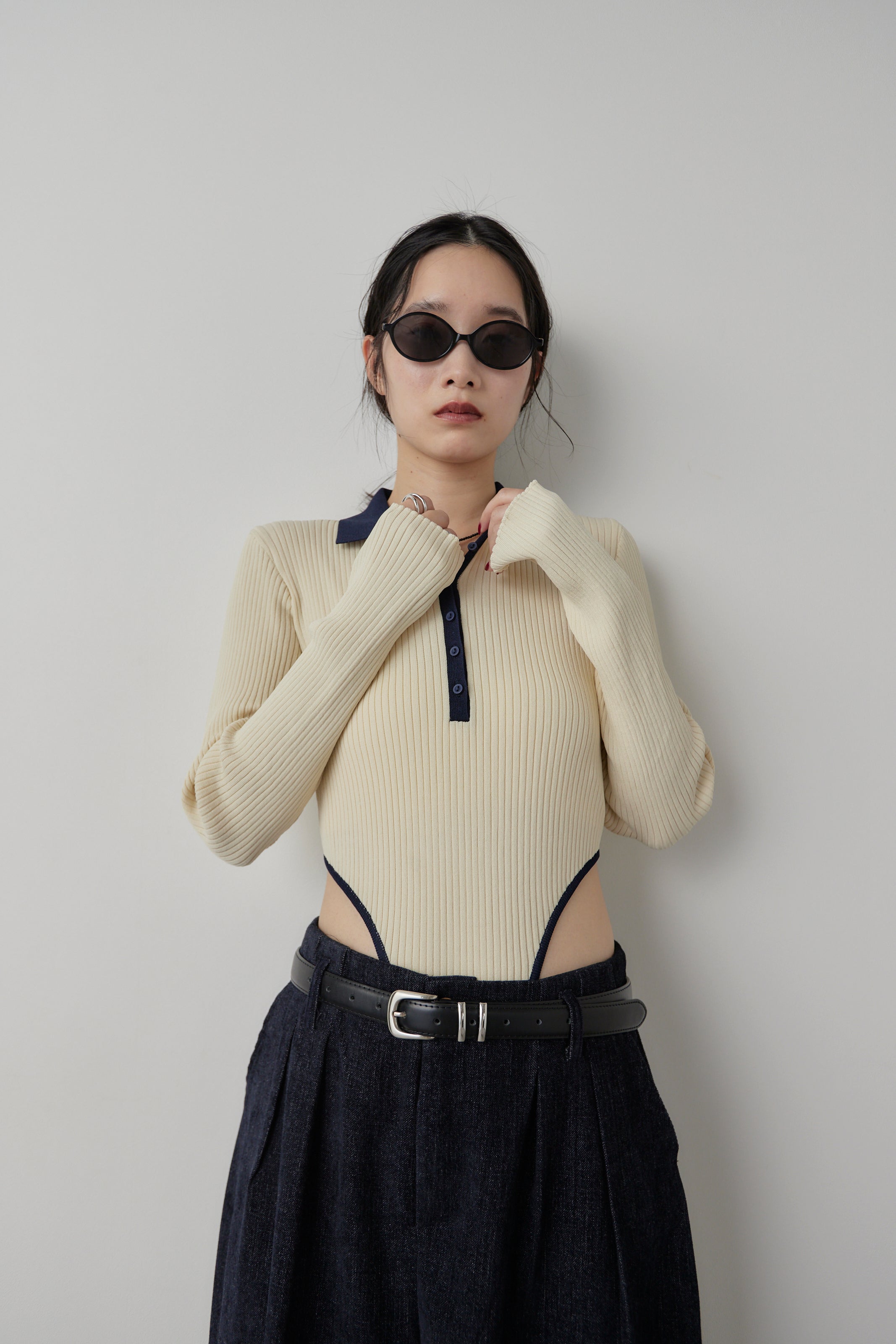 Poloknit bodysuit