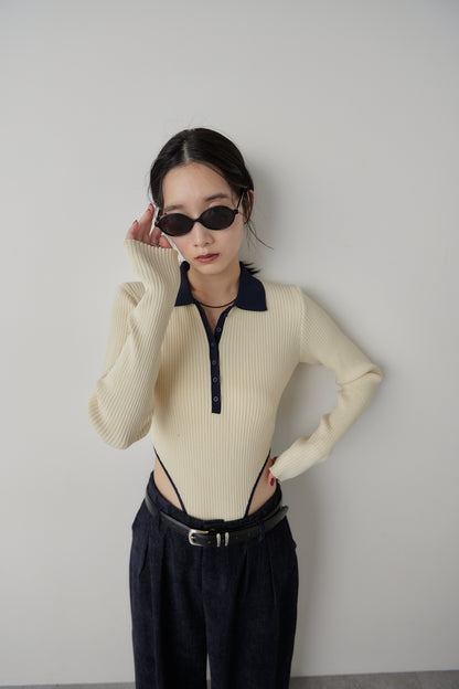 Poloknit bodysuit
