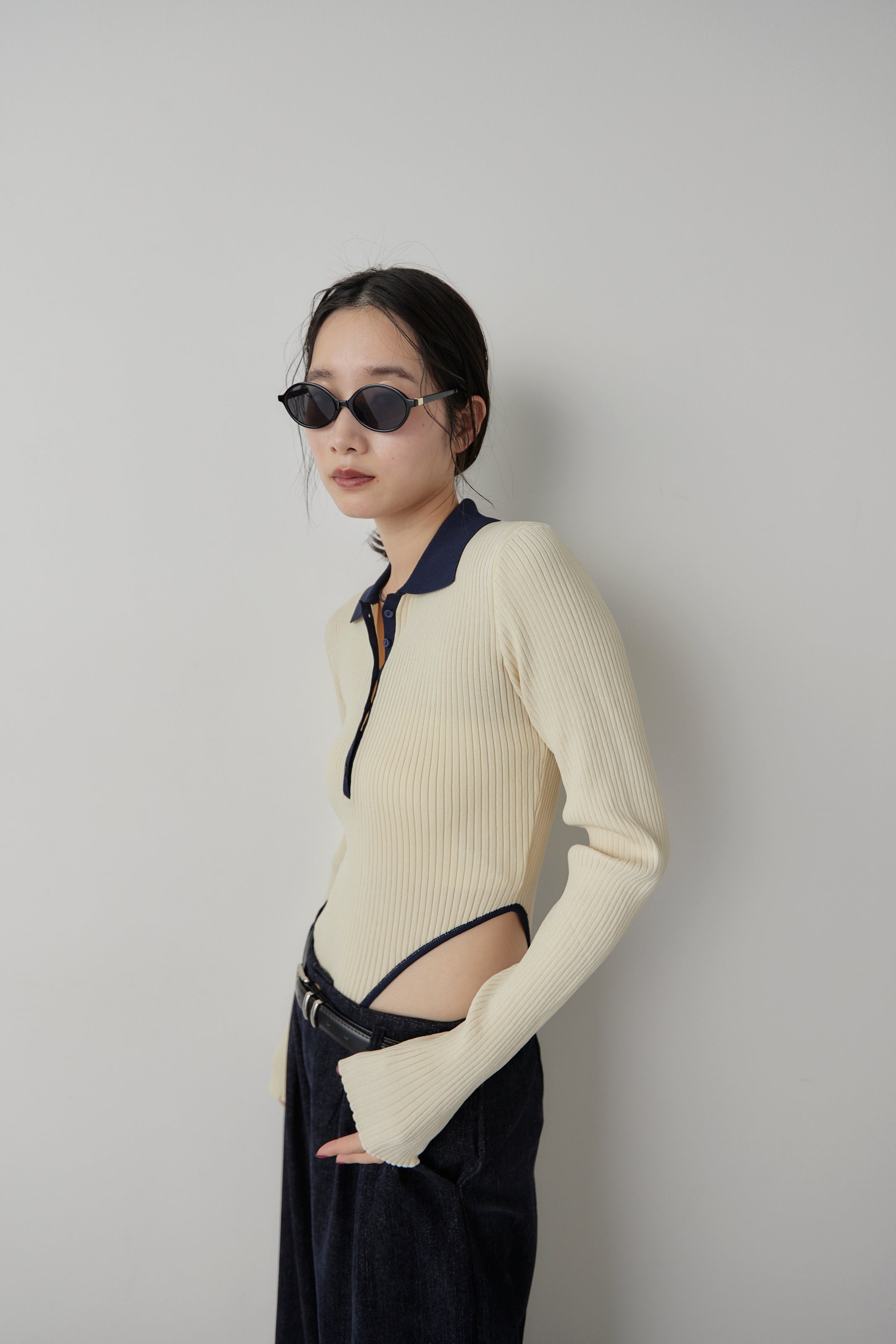 Poloknit bodysuit