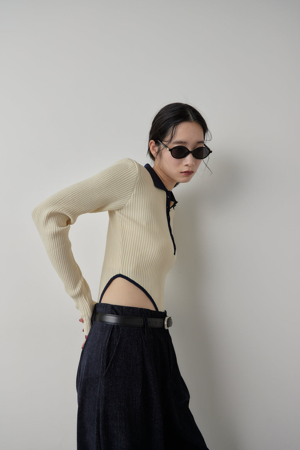 Poloknit bodysuit