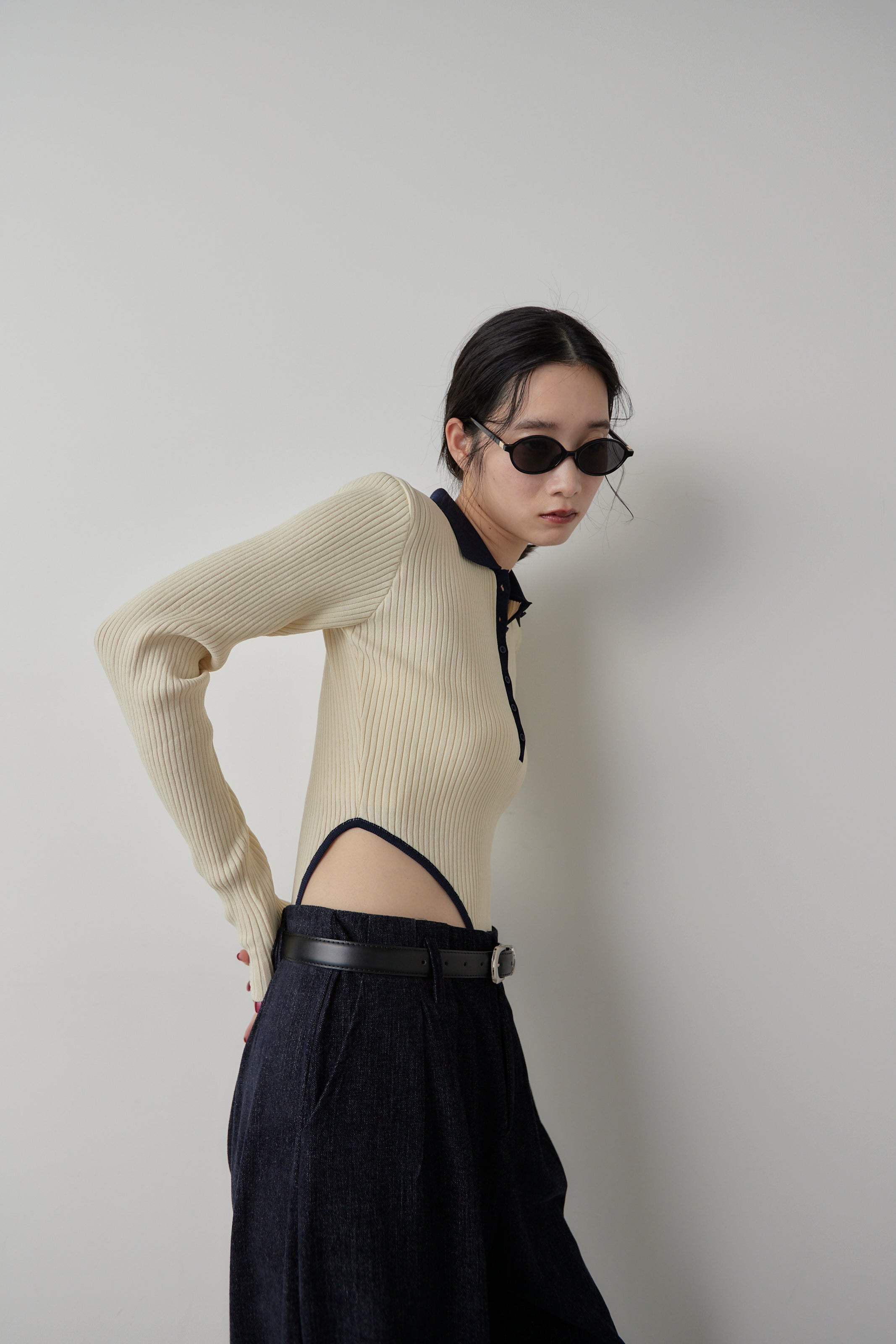 Poloknit bodysuit