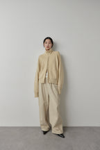 Cotton roll-up curved pants