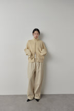 Cotton roll-up curved pants