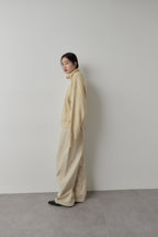 Cotton roll-up curved pants