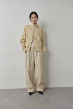 Cotton roll-up curved pants