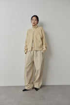 Cotton roll-up curved pants