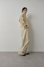 Cotton roll-up curved pants