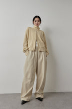 Cotton roll-up curved pants