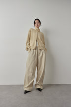 Cotton roll-up curved pants