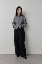 Cotton roll-up curved pants