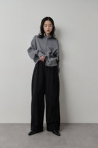Cotton roll-up curved pants