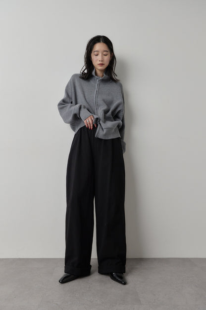 Cotton roll-up curved pants