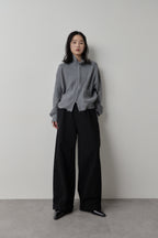 Cotton roll-up curved pants