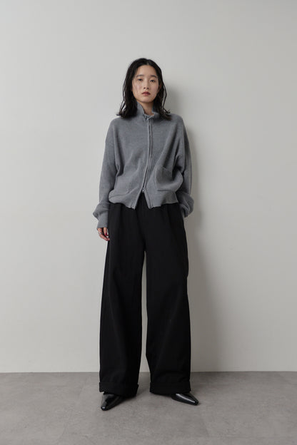 Cotton roll-up curved pants