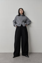 Cotton roll-up curved pants