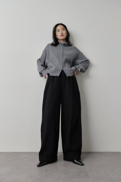 Cotton roll-up curved pants