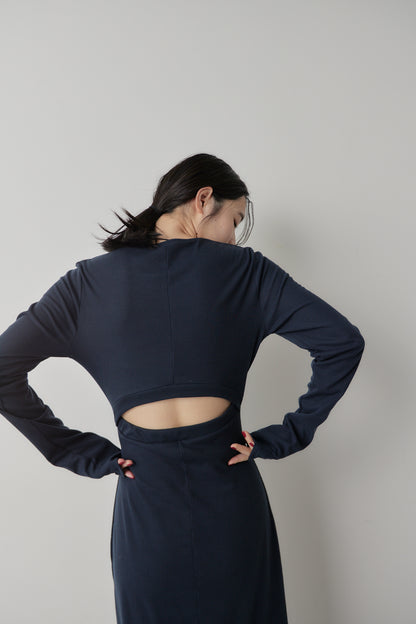 Long-sleeve back cut design dress