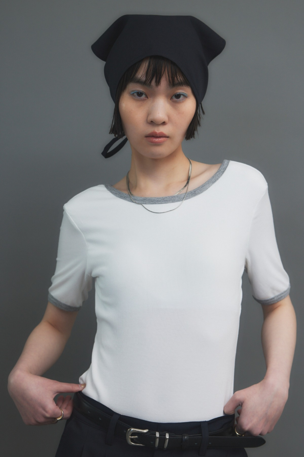 Back open ringer bodysuit tee