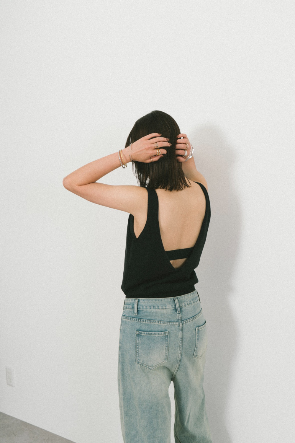 Open back knit tank