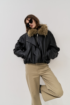 Fur collared rider jacket