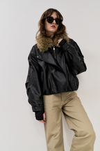Fur collared rider jacket