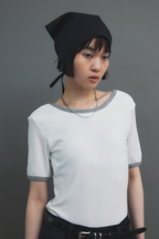 Back open ringer bodysuit tee