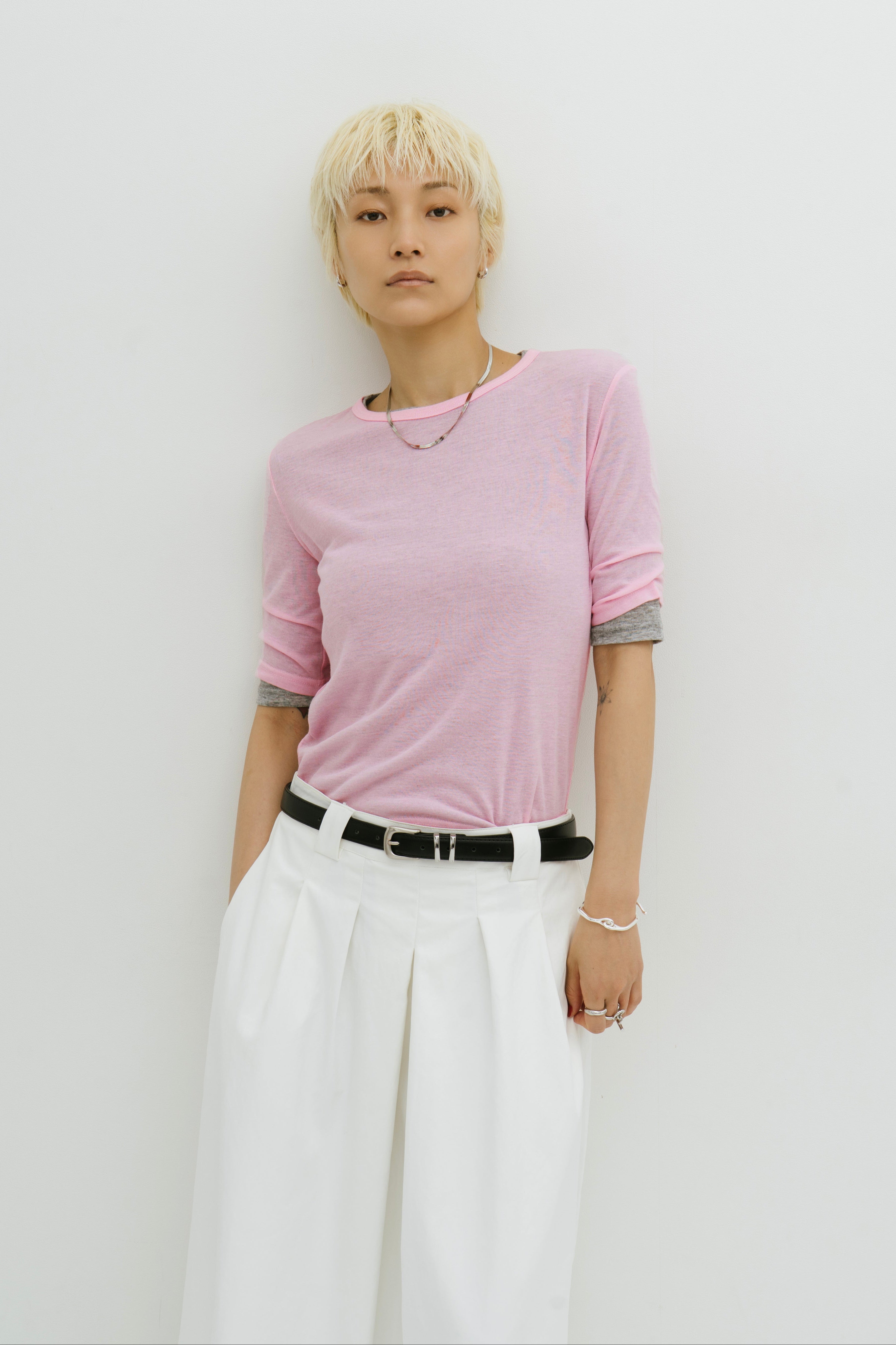 2PACK Sheer half sleeve TEE