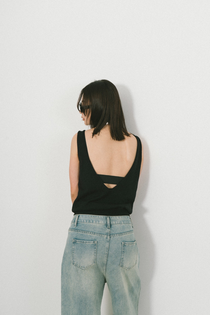 Open back knit tank