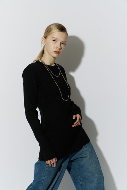 Power shoulder long knit