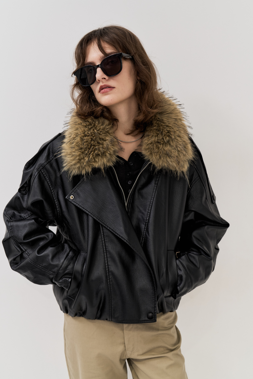 Fur collared rider jacket