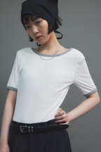 Back open ringer bodysuit tee