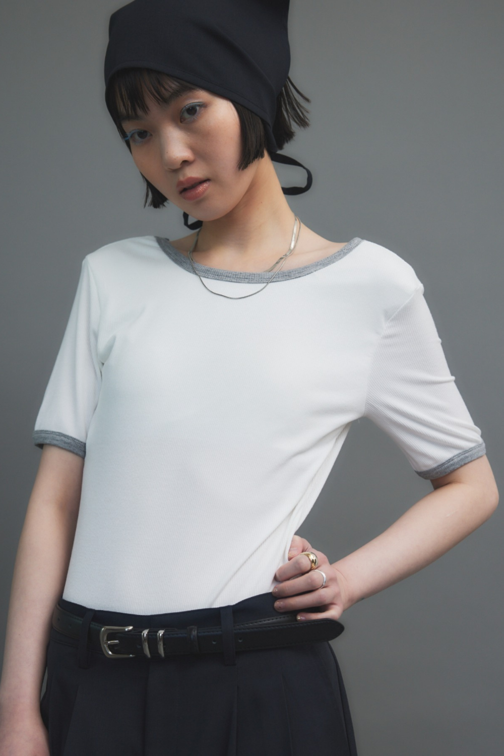 Back open ringer bodysuit tee