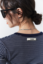 Snap button henry neck border TEE
