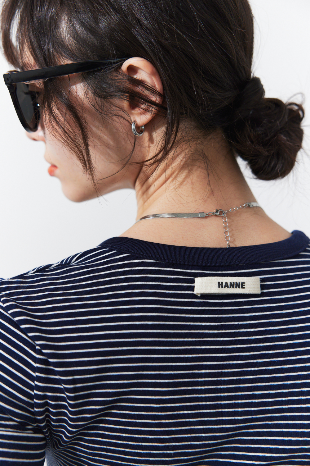 Snap button henry neck border TEE