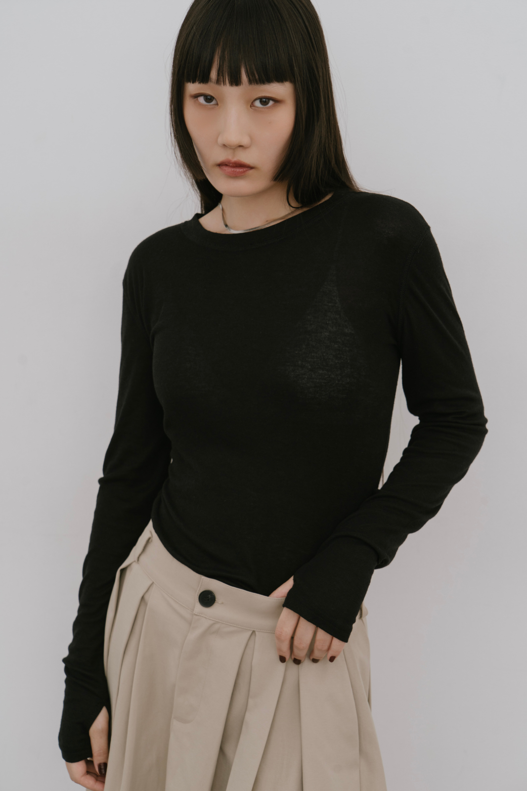 Sheer long sleeve tee