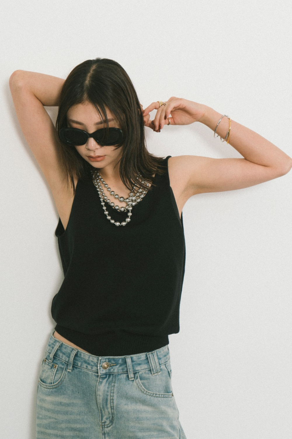 Open back knit tank