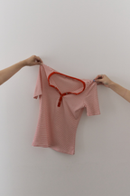 Snap button henry neck border TEE