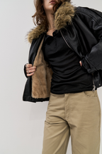 Fur collared rider jacket