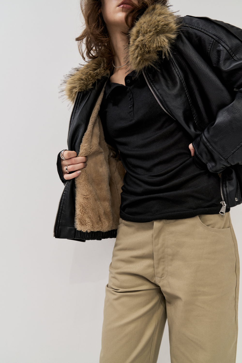 Fur collared rider jacket