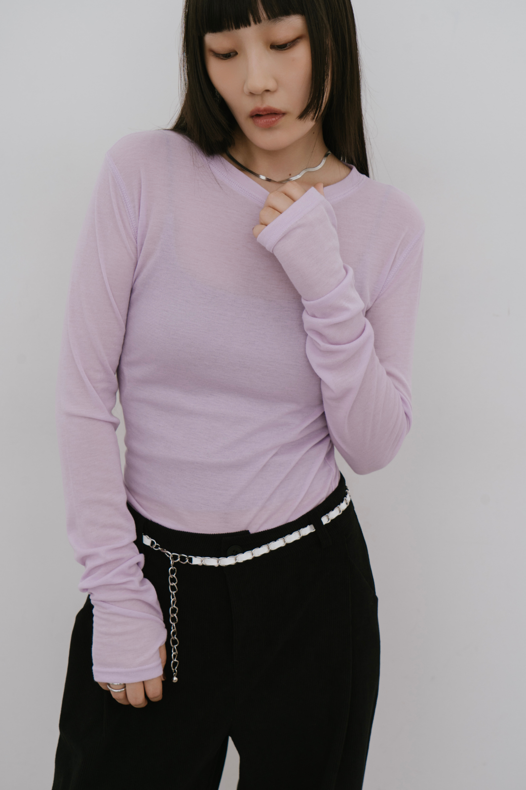 Sheer long sleeve tee