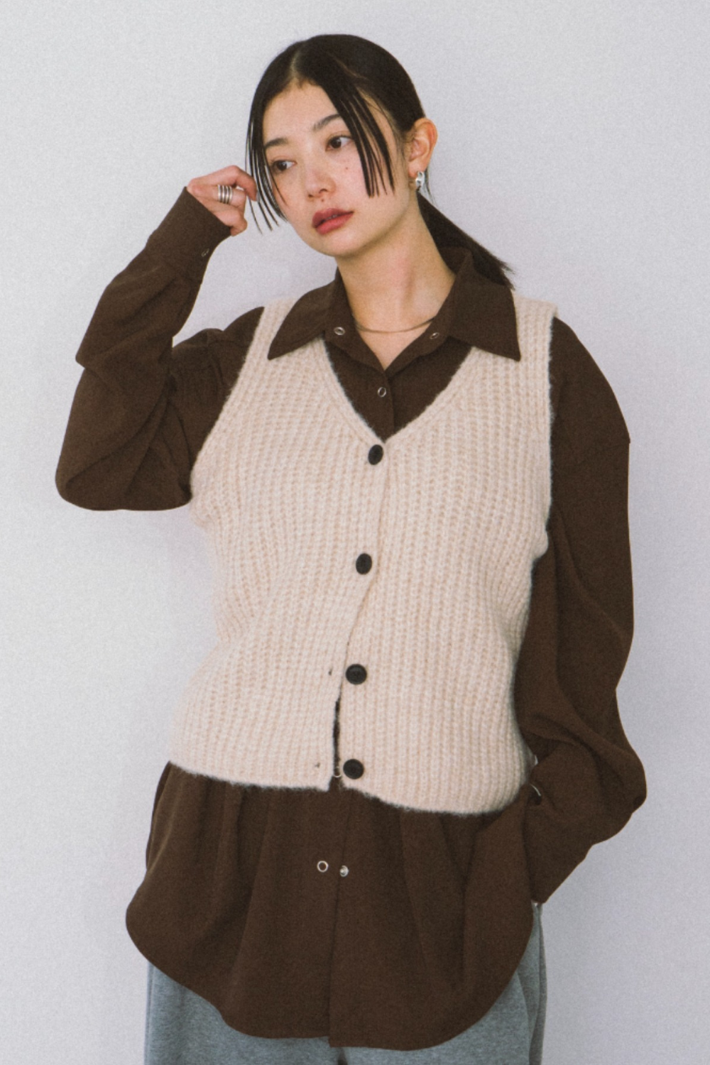 Front button knit vest