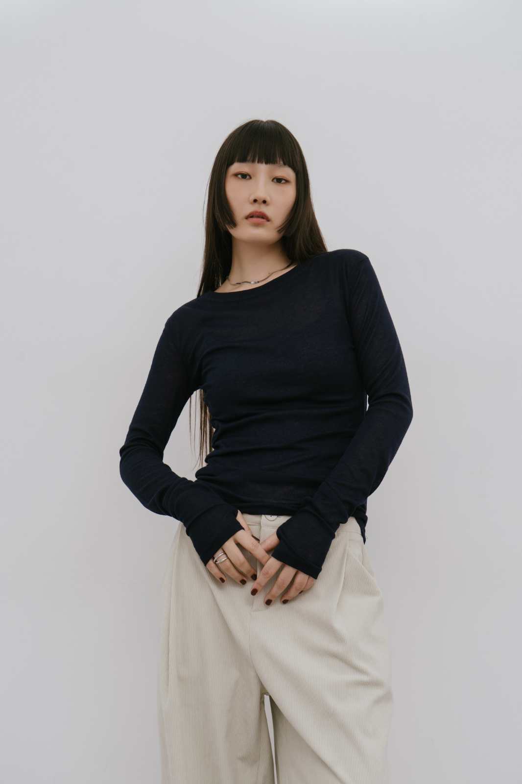 Sheer long sleeve tee