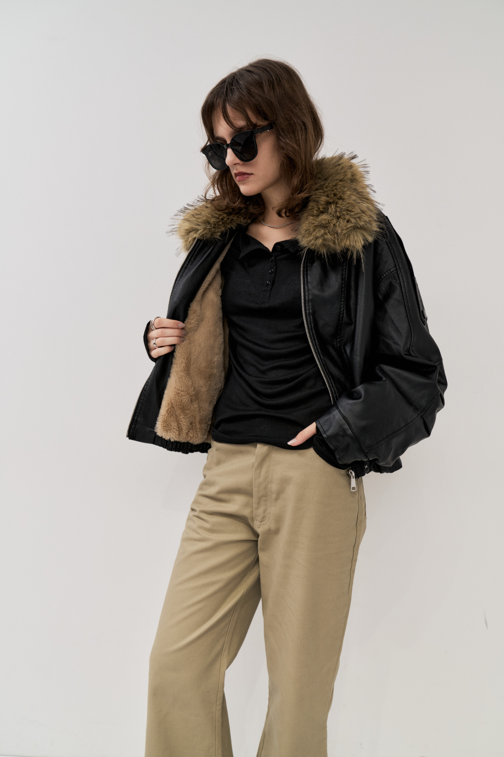 Fur collared rider jacket