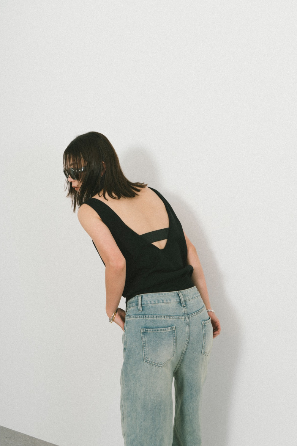 Open back knit tank