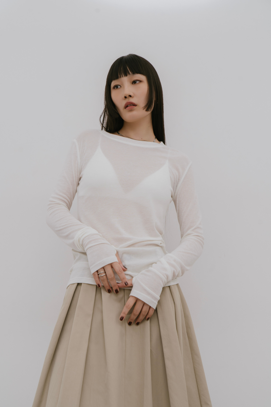Sheer long sleeve tee