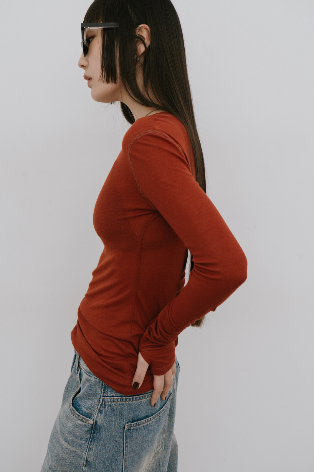Sheer long sleeve tee