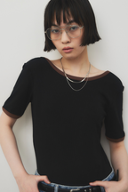 Back open ringer bodysuit tee