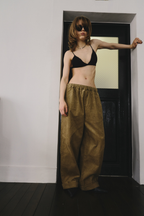 Corduroy roll up curved pants