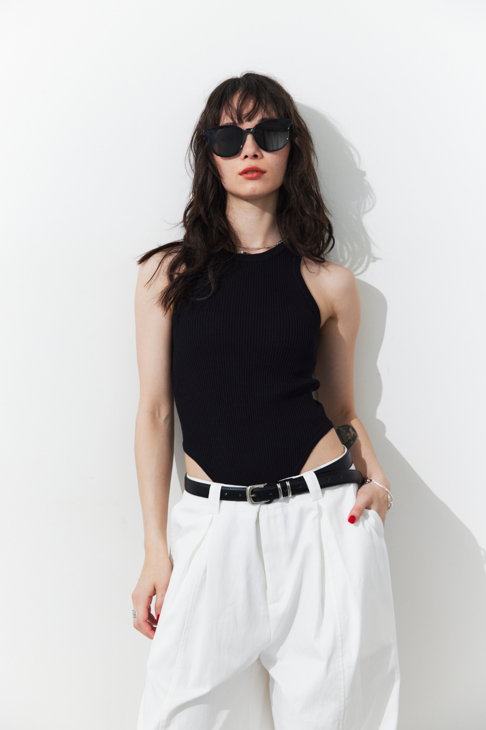Rib-knit tank bodysuit