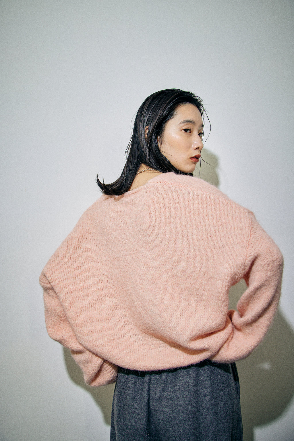 Mohair like v-neck knit